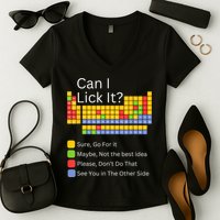 Can I Lick It Funny 100 Days Of School Periodic Table Women's V-Neck T-Shirt
