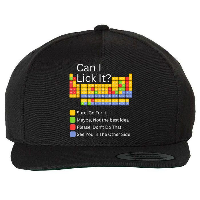 Can I Lick It Funny 100 Days Of School Periodic Table Wool Snapback Cap