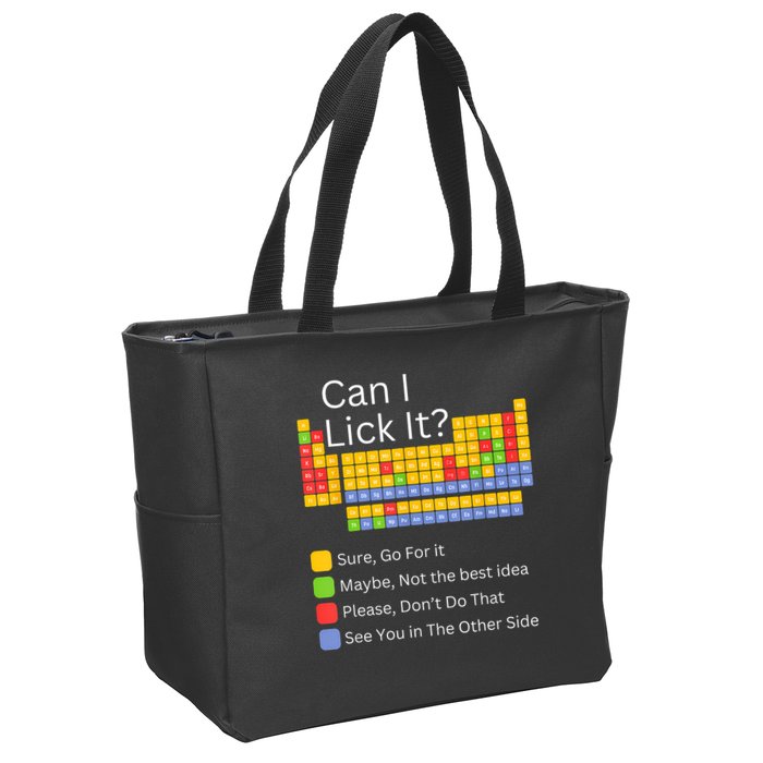 Can I Lick It Funny 100 Days Of School Periodic Table Zip Tote Bag