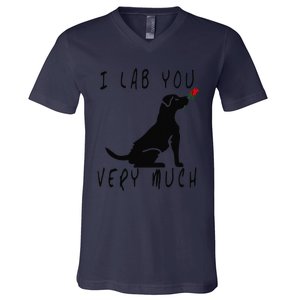 Cool I Lab You Very Much Valentine's Day Black Labrador V-Neck T-Shirt