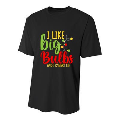 Cute I Like Big Bulbs And I Cannot Lie Christmas Outfit Funny Gift Youth Performance Sprint T-Shirt