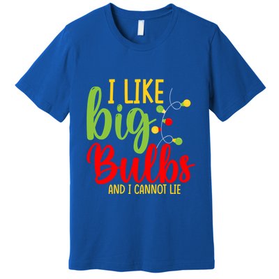 Cute I Like Big Bulbs And I Cannot Lie Christmas Outfit Funny Gift Premium T-Shirt