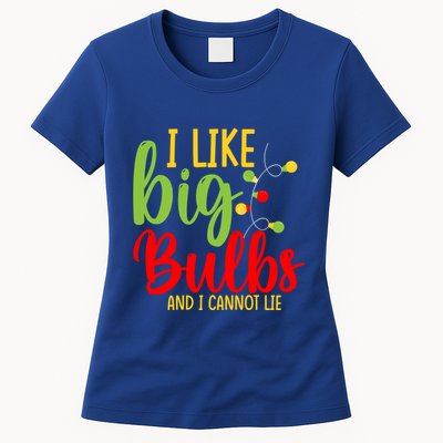 Cute I Like Big Bulbs And I Cannot Lie Christmas Outfit Funny Gift Womens T-Shirt