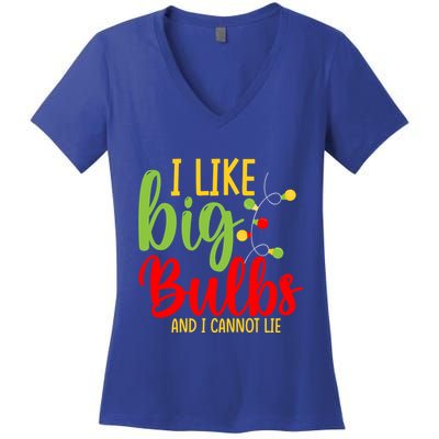Cute I Like Big Bulbs And I Cannot Lie Christmas Outfit Funny Gift Women's V-Neck T-Shirt