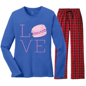 Cute I Love French Macaroon Macaron Cookie Gift Funny Gift Women's Long Sleeve Flannel Pajama Set 