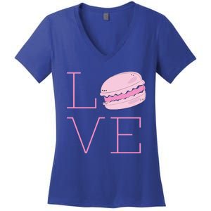 Cute I Love French Macaroon Macaron Cookie Gift Funny Gift Women's V-Neck T-Shirt