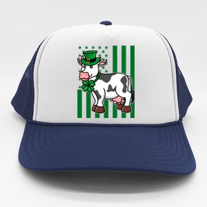 Cow In Leprechaun Hat American Flag Great Gift Trucker Hat