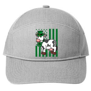 Cow In Leprechaun Hat American Flag Great Gift 7-Panel Snapback Hat