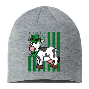 Cow In Leprechaun Hat American Flag Great Gift Sustainable Beanie