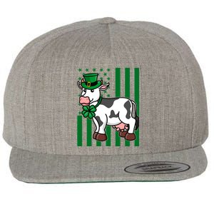 Cow In Leprechaun Hat American Flag Great Gift Wool Snapback Cap