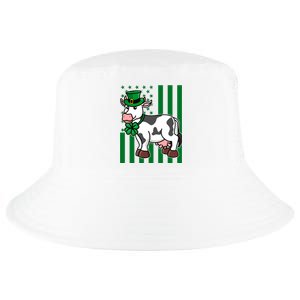 Cow In Leprechaun Hat American Flag Great Gift Cool Comfort Performance Bucket Hat