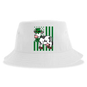 Cow In Leprechaun Hat American Flag Great Gift Sustainable Bucket Hat