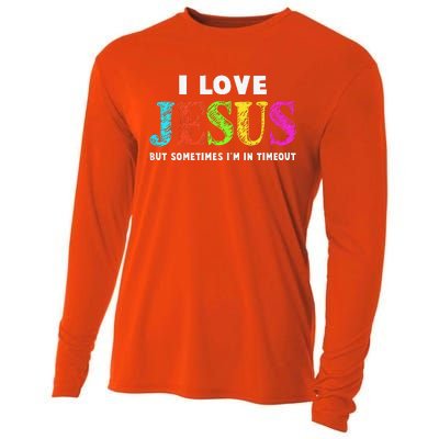 Cute I Love Jesus Christian Faith Gifts Cooling Performance Long Sleeve Crew