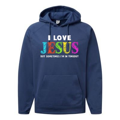 Cute I Love Jesus Christian Faith Gifts Performance Fleece Hoodie