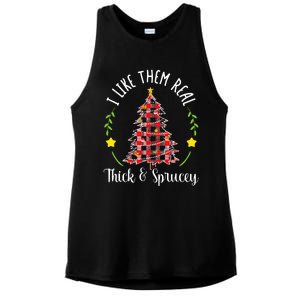 Christmas I Like Them Real Thick & Sprucey Ladies PosiCharge Tri-Blend Wicking Tank