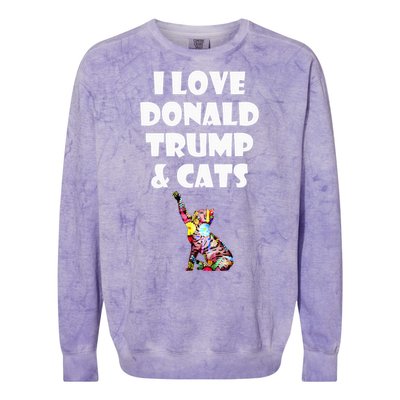 Cat I Love Donald Trump & Cats Maga Patriot Colorblast Crewneck Sweatshirt