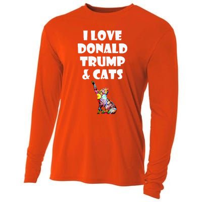 Cat I Love Donald Trump & Cats Maga Patriot Cooling Performance Long Sleeve Crew