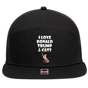 Cat I Love Donald Trump & Cats Maga Patriot 7 Panel Mesh Trucker Snapback Hat