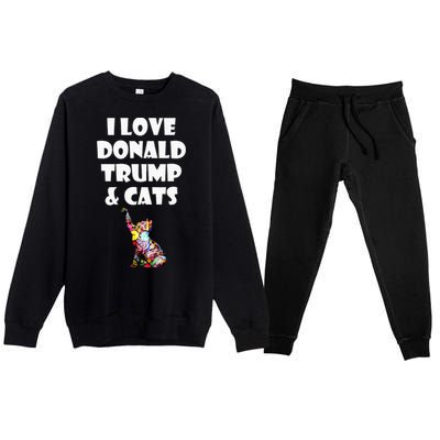 Cat I Love Donald Trump & Cats Maga Patriot Premium Crewneck Sweatsuit Set