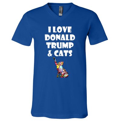 Cat I Love Donald Trump & Cats Maga Patriot V-Neck T-Shirt