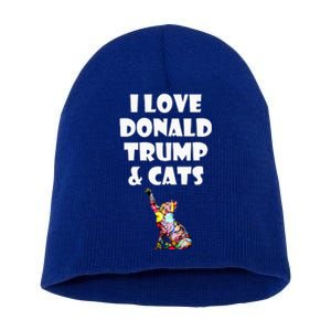 Cat I Love Donald Trump & Cats Maga Patriot Short Acrylic Beanie