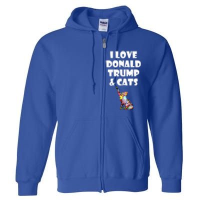 Cat I Love Donald Trump & Cats Maga Patriot Full Zip Hoodie