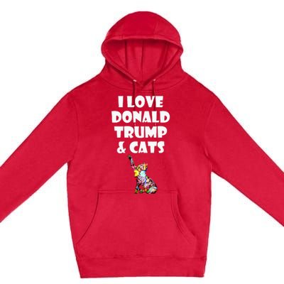 Cat I Love Donald Trump & Cats Maga Patriot Premium Pullover Hoodie