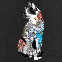 Cat In Lotus Tattoo 7 Panel Mesh Trucker Snapback Hat