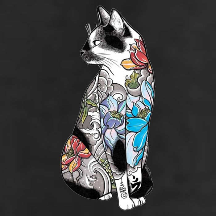 Cat In Lotus Tattoo 7 Panel Mesh Trucker Snapback Hat