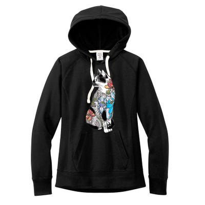 Cat In Lotus Tattoo Women's Fleece Hoodie