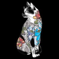 Cat In Lotus Tattoo 16 in Basic Backpack