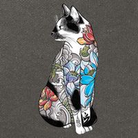 Cat In Lotus Tattoo Cotton Canvas Backpack