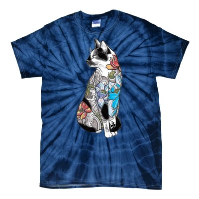 Cat In Lotus Tattoo Tie-Dye T-Shirt