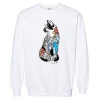 Cat In Lotus Tattoo Garment-Dyed Sweatshirt