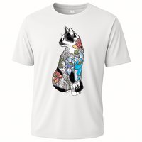 Cat In Lotus Tattoo Cooling Performance Crew T-Shirt