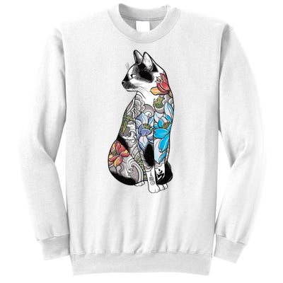 Cat In Lotus Tattoo Sweatshirt