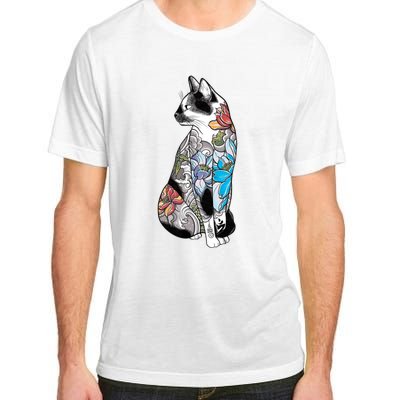 Cat In Lotus Tattoo Adult ChromaSoft Performance T-Shirt