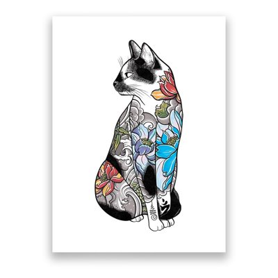 Cat In Lotus Tattoo Poster