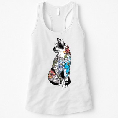 Cat In Lotus Tattoo Womens Tank Top