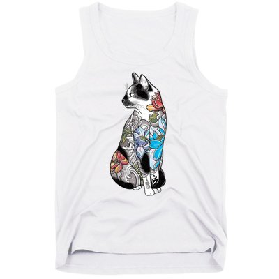 Cat In Lotus Tattoo Tank Top