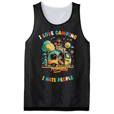 Camping I love Camping I Hate People Outdoors Funny Vintage Mesh Reversible Basketball Jersey Tank