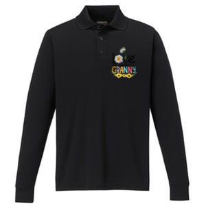 Cute I Love Being Called Granny Sunflower Mothers Day Gift Performance Long Sleeve Polo