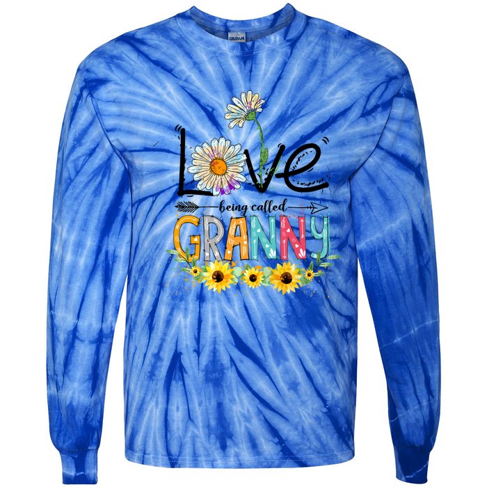 Cute I Love Being Called Granny Sunflower Mothers Day Gift Tie-Dye Long Sleeve Shirt