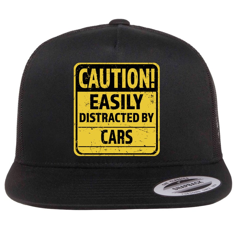 Caution I Like To Talk About Cars Gift Car Lover Gift Flat Bill Trucker Hat