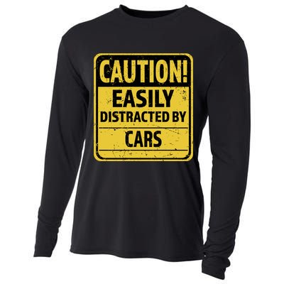 Caution I Like To Talk About Cars Gift Car Lover Gift Cooling Performance Long Sleeve Crew