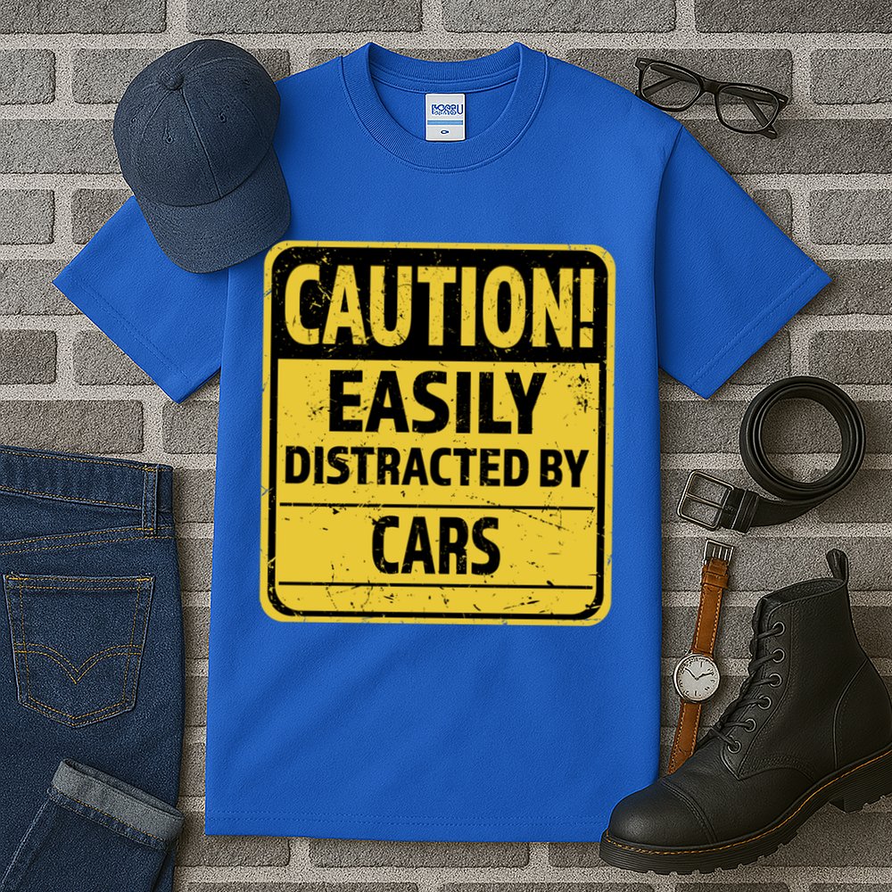Caution I Like To Talk About Cars Gift Car Lover Gift Tall T-Shirt