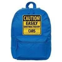 Caution I Like To Talk About Cars Gift Car Lover Gift 16 in Basic Backpack