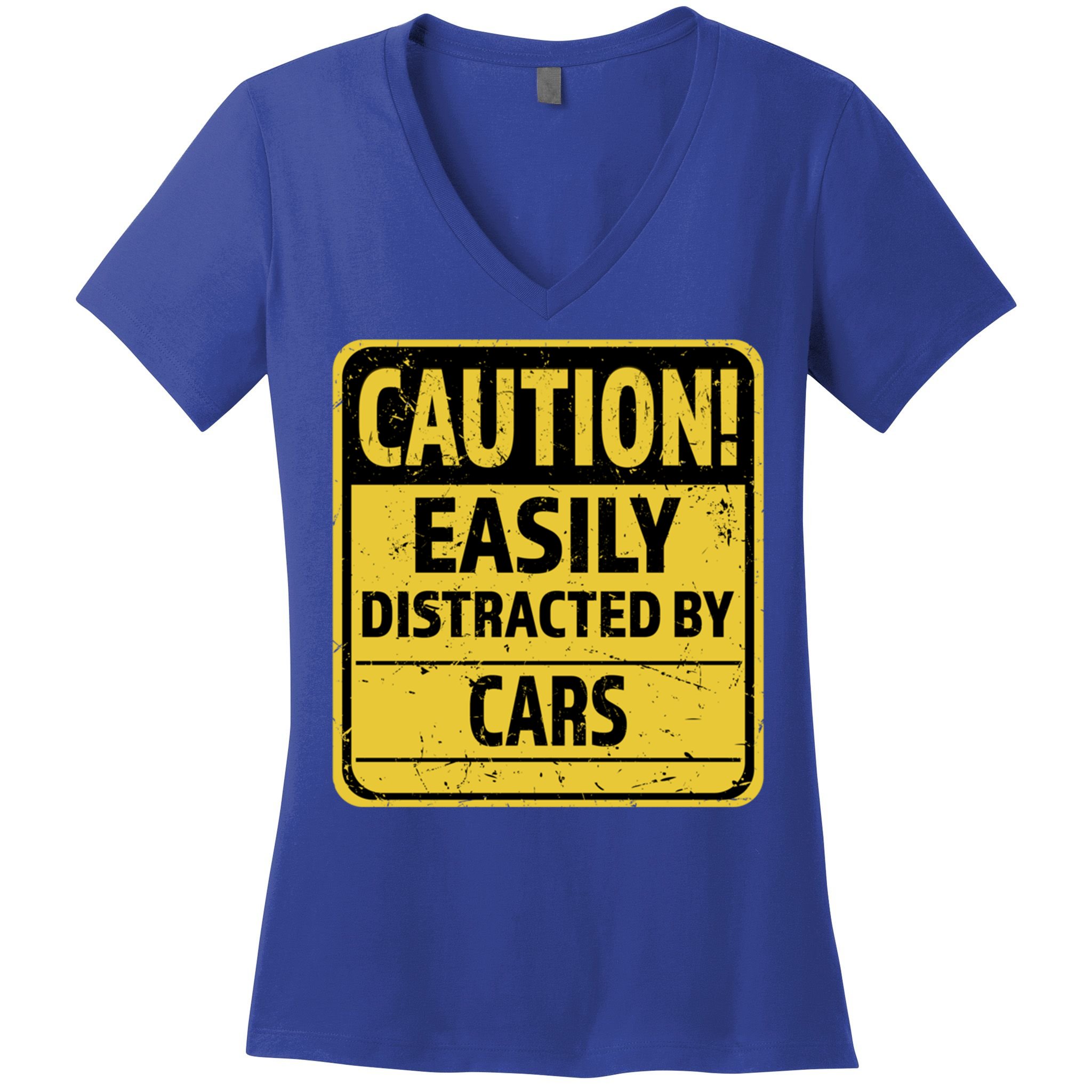 Caution I Like To Talk About Cars Gift Car Lover Gift Women's V-Neck T-Shirt