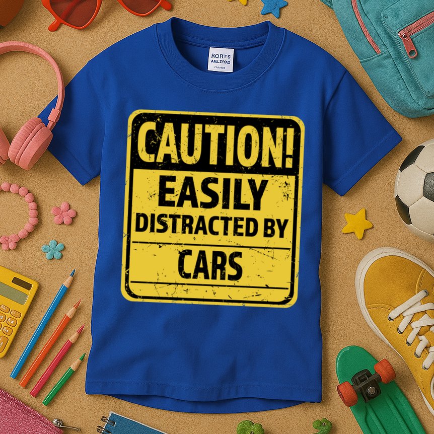 Caution I Like To Talk About Cars Gift Car Lover Gift Kids T-Shirt