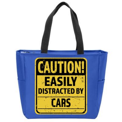 Caution I Like To Talk About Cars Gift Car Lover Gift Zip Tote Bag
